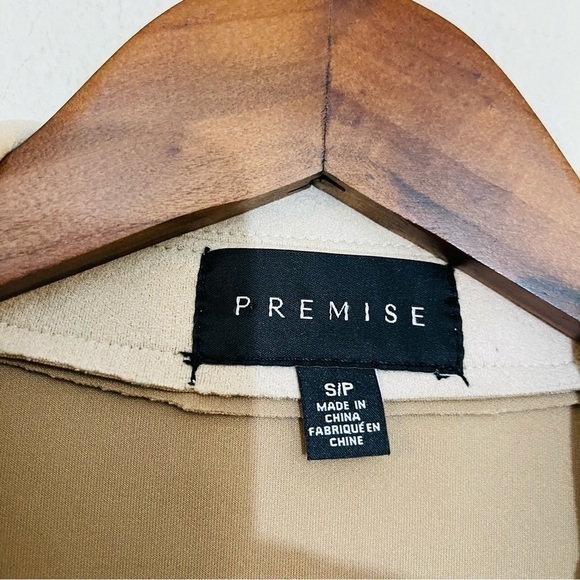 Premise Faux Suede Long Sleeve Open Front Blazer Jacket Size Small Tan - Picture 7 of 12